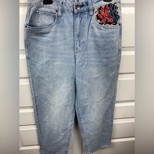 Ninth Hall Ambush Jeans Mens 30 Denim Panther Skull Chain Baggy Wide Leg Skater
